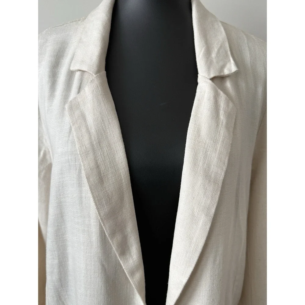 Stoosh Women's M Linen Blend Open Front Blazer Pockets